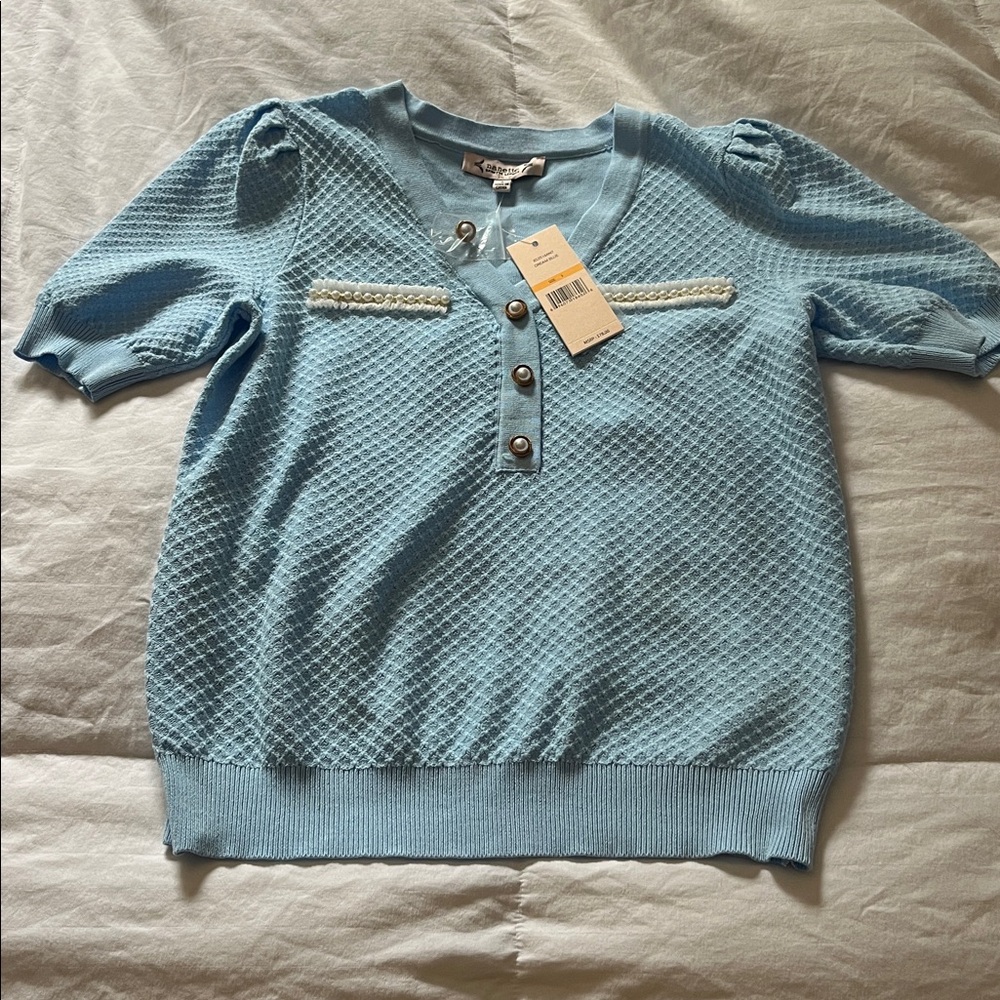 NWT Nanette Lenore blue knit sweater blouse